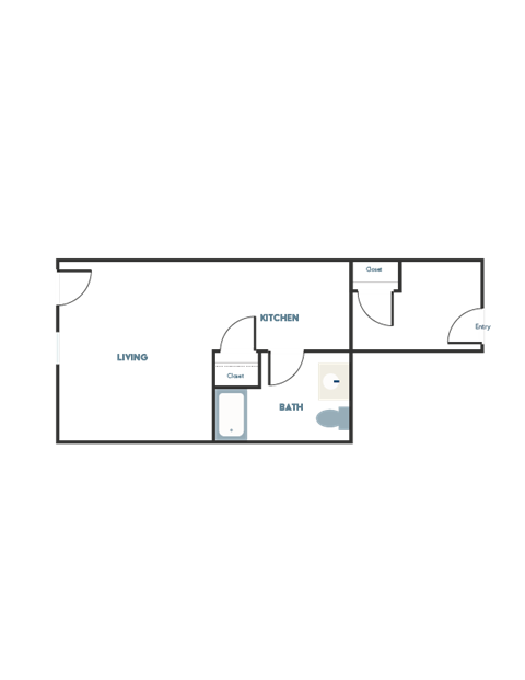 Floor plan for studio, 1 bath, 382 sqft